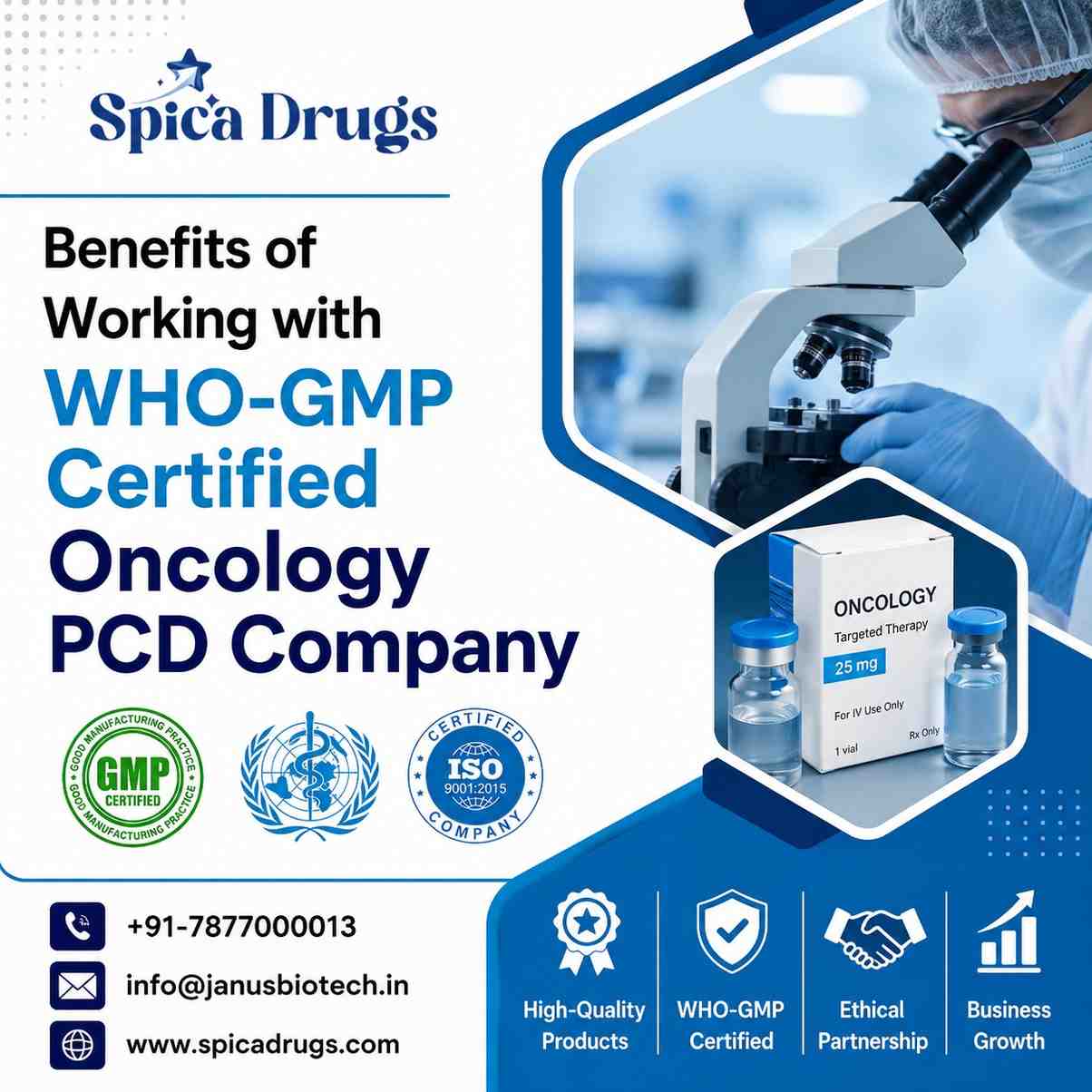 Benefits of Working with WHO-GMP Certified Oncology PCD Company